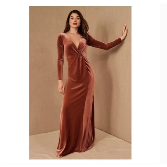 Bhldn Velvet Long Sleeve Bhldn Velvet Dress Ryland Long Sleeve Velvet Dress  Nuuly